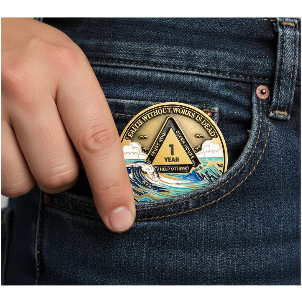 Amazon.com: 2 Year Waves Sobriety Coin - Third Step Prayer AA